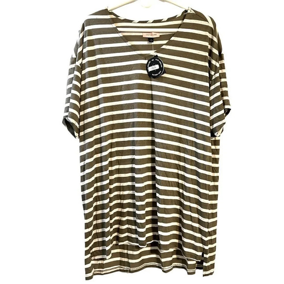 East Adeline Striped V-neck Tunic Top T-shirt Tee 2X Dia & Co Plus Size NWT New - Picture 4 of 9